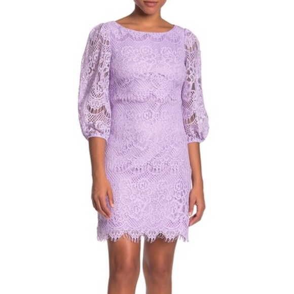 lilac lace dress with sleeves